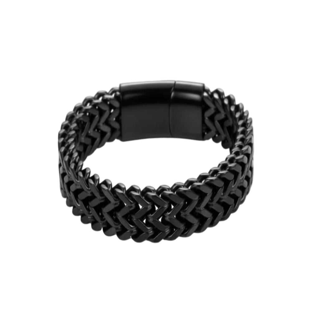 Double Layer Cuban Chain Bracelet – 10mm Black Stainless Steel, Heavy 45g Men’s Fashion Jewelry