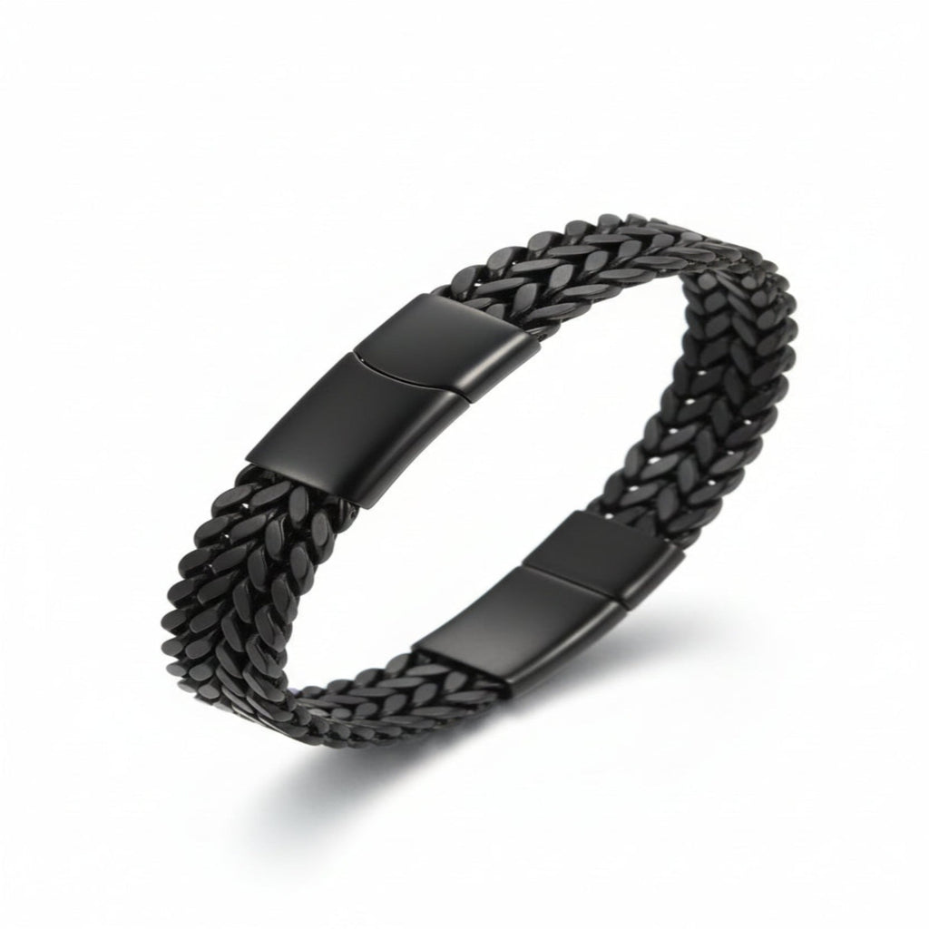 Double Layer Cuban Chain Bracelet – 10mm Black Stainless Steel, Heavy 45g Men’s Fashion Jewelry