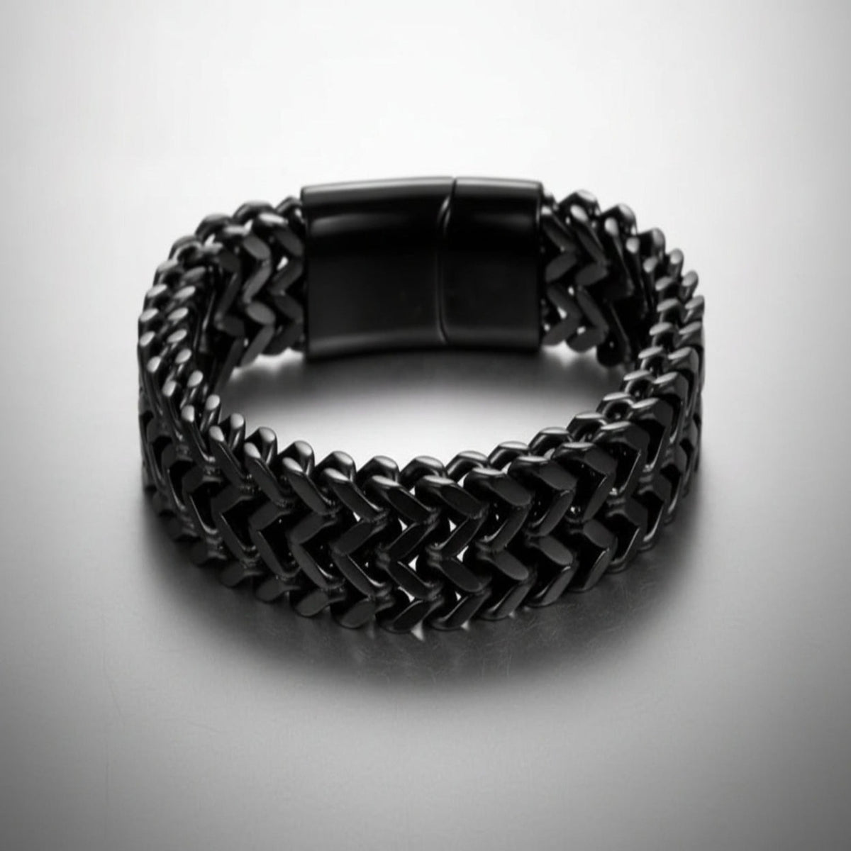 Double Layer Cuban Chain Bracelet – 10mm Black Stainless Steel, Heavy 45g Men’s Fashion Jewelry