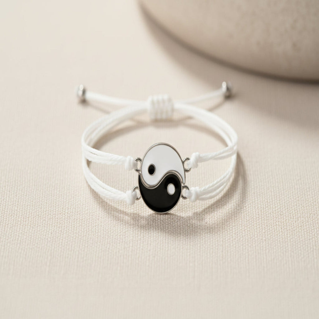 Matching Couple Bracelets Set – Black & White Love Bracelets for Him & Her, Adjustable Lucky Relationship Jewelry Gift for Couples