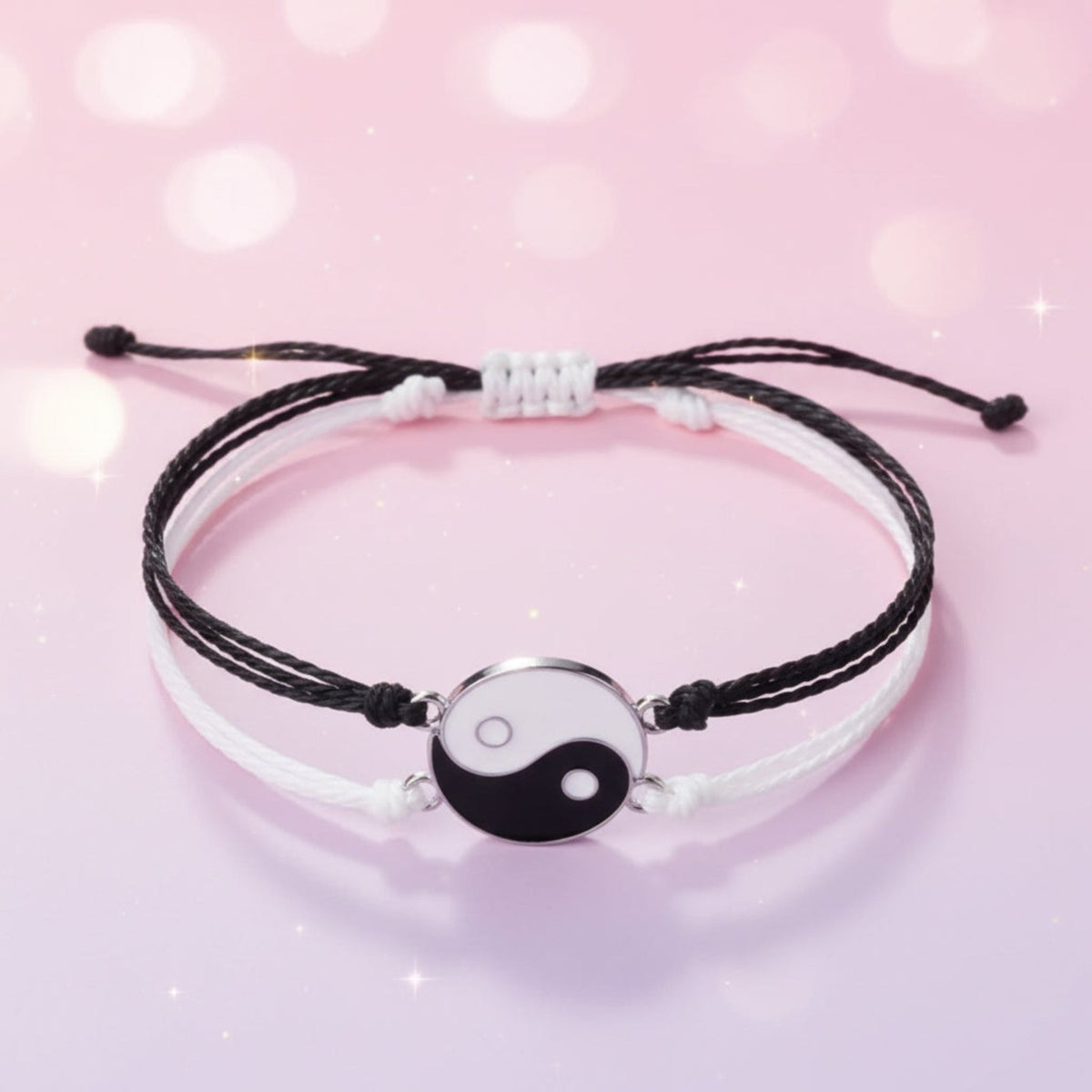 Matching Couple Bracelets Set – Black & White Love Bracelets for Him & Her, Adjustable Lucky Relationship Jewelry Gift for Couples