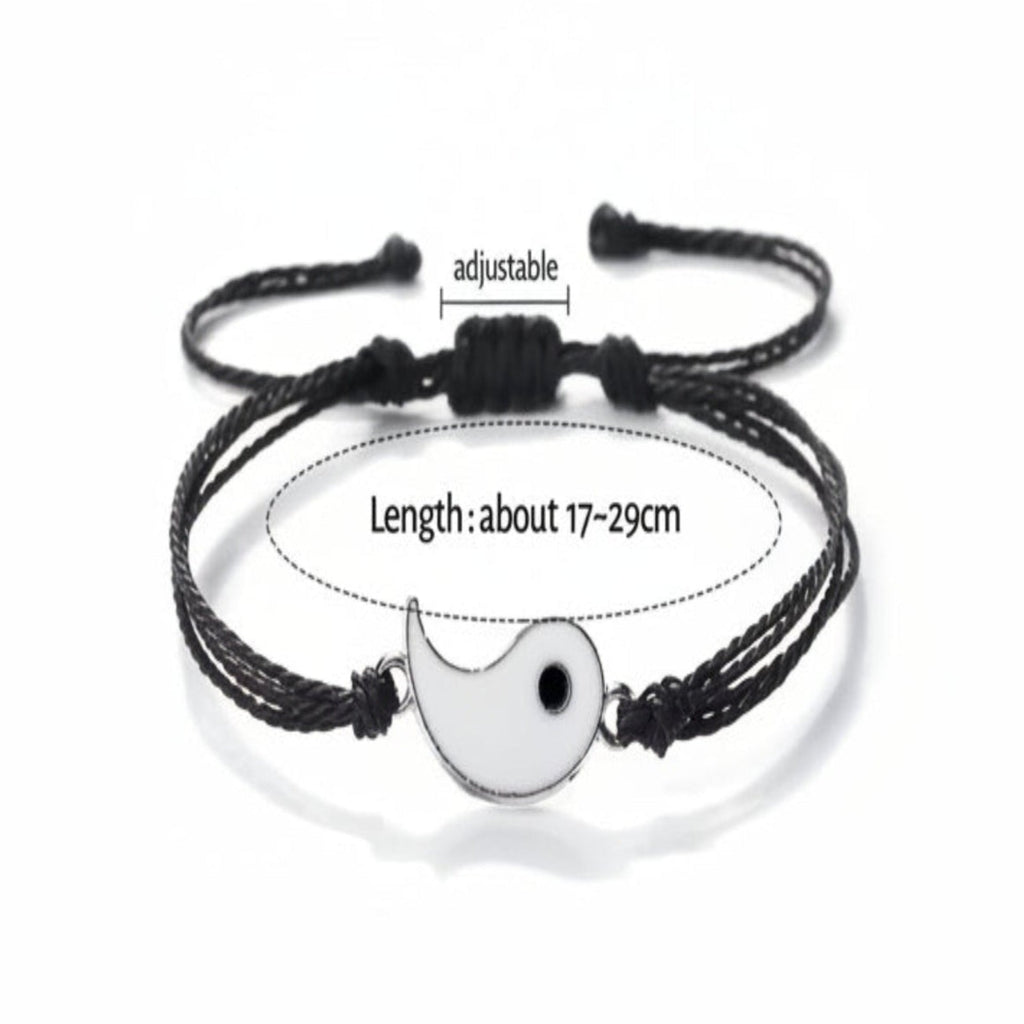 Matching Couple Bracelets Set – Black & White Love Bracelets for Him & Her, Adjustable Lucky Relationship Jewelry Gift for Couples
