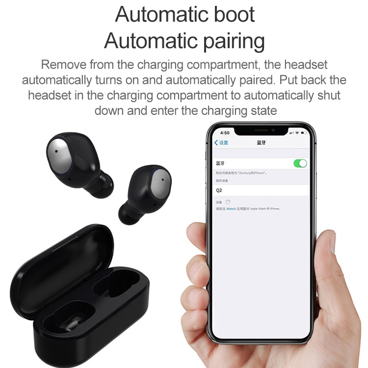 Q2 TWS Bluetooth 5.0 Binaural Stereo Kabelloser Sport-Bluetooth-Kopfhörer
