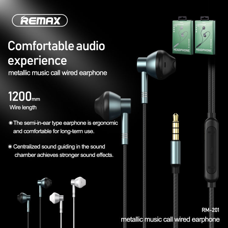 REMAX RM-201 In-Ear-Stereo-Metall-Musik-Kopfhörer mit Kabelsteuerung + Mikrofon, unterstützt Freisprechen