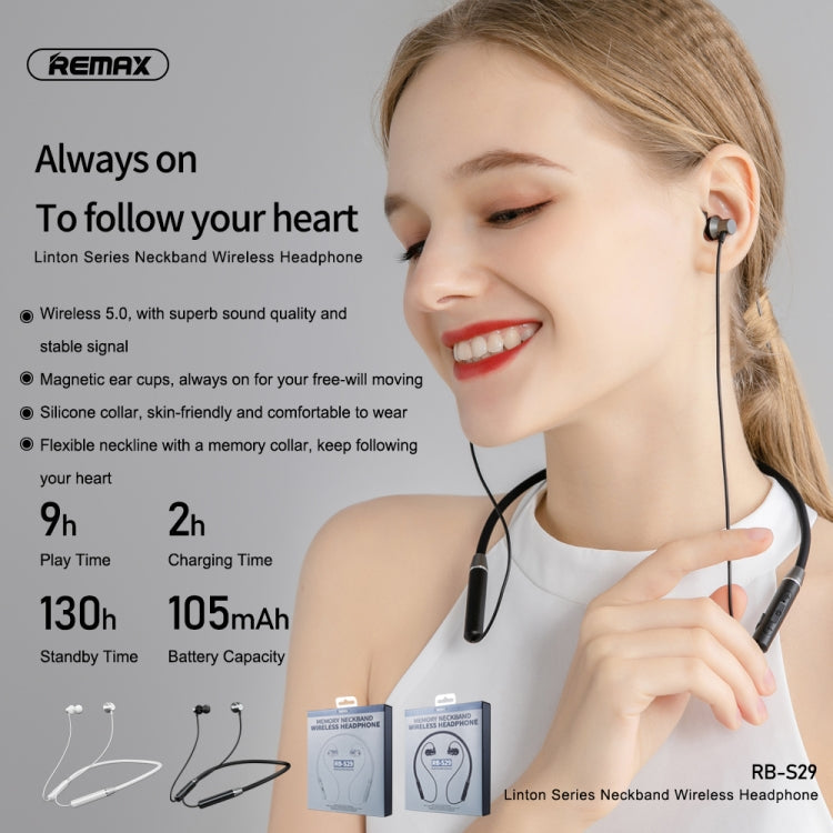 REMAX RB-S29 Linton Series Memory Nackenbügel V5.0 Bluetooth Wireless Kopfhörer