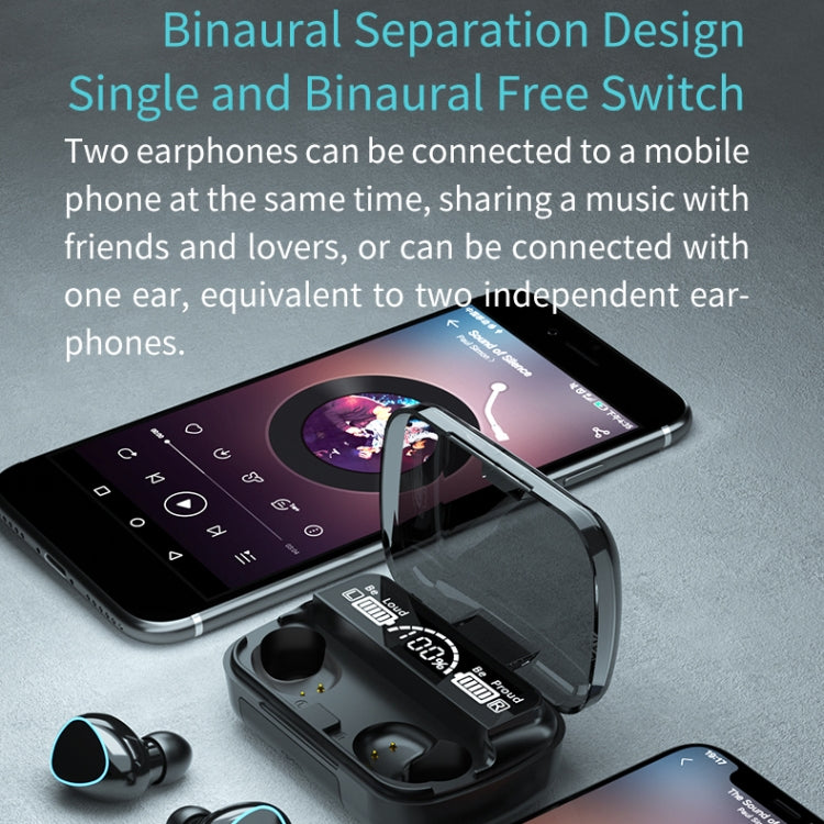 M10 Bluetooth 5.1 TWS Kabellose Bluetooth-Kopfhörer mit Digitalanzeige und Ladebox, Unterstützung für Touch & Siri & Akkuanzeige, M10 Schwarz, M10 Grün