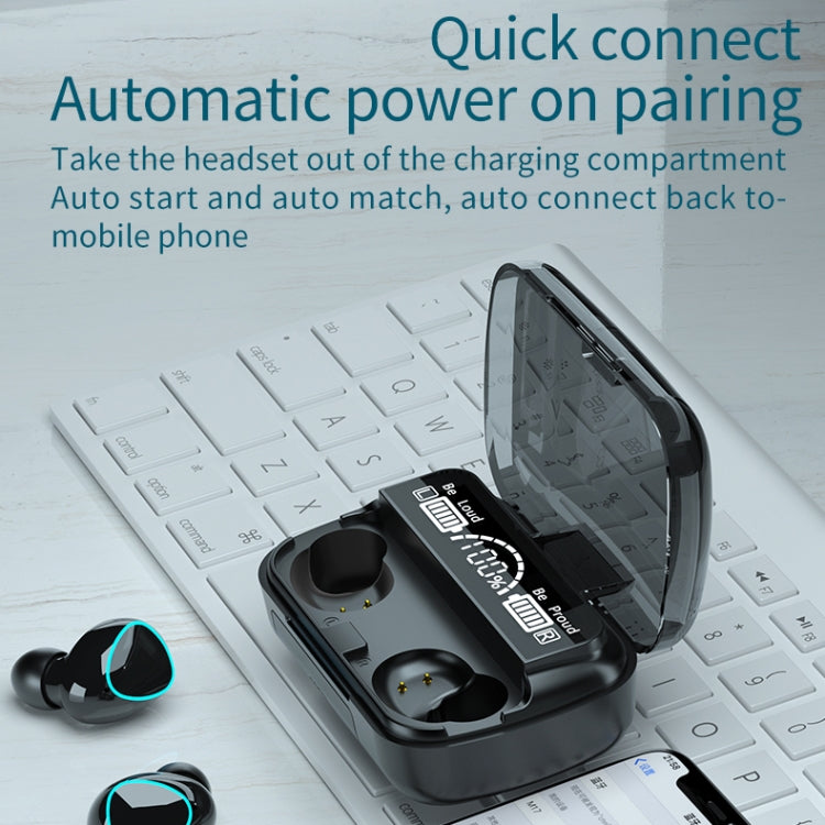 M10 Bluetooth 5.1 TWS Kabellose Bluetooth-Kopfhörer mit Digitalanzeige und Ladebox, Unterstützung für Touch & Siri & Akkuanzeige, M10 Schwarz, M10 Grün