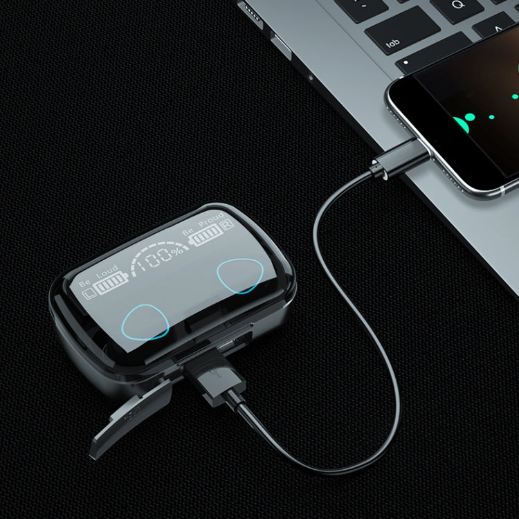 M10 Bluetooth 5.1 TWS Kabellose Bluetooth-Kopfhörer mit Digitalanzeige und Ladebox, Unterstützung für Touch & Siri & Akkuanzeige, M10 Schwarz, M10 Grün