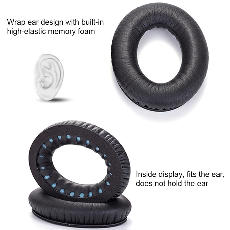 1 Pair Soft Earmuff Headphone Jacket with LR Cotton for BOSE QC2 / QC15 / AE2 / QC25 / QC35(Black)