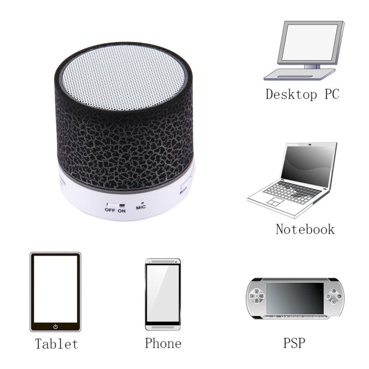 A9 Mini Portable Glare Crack Bluetooth Stereo Speaker with LED Light, Built-in MIC, Support Hands-free Calls & TF Card
