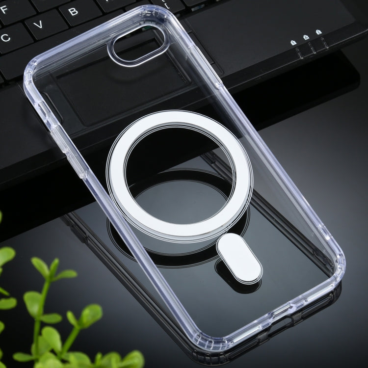 For iPhone SE 2020 / 8 Magsafe Case Simple Magnetic Ring All-inclusive Clear Crystal Acrylic PC +TPU Shockproof Case