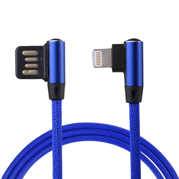 1m 2,4A Output USB-auf-8-Pin-Kabel, doppelt abgewinkeltes Design, Nylon-Geflecht, Daten-Synchronisation und Ladekabel, 8-Pin Dunkelblau, 8-Pin Blau, 8-Pin Rot, 8-Pin Schwarz, 8-Pin Kaffeebraun