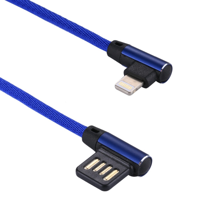 1m 2,4A Output USB-auf-8-Pin-Kabel, doppelt abgewinkeltes Design, Nylon-Geflecht, Daten-Synchronisation und Ladekabel, 8-Pin Dunkelblau, 8-Pin Blau, 8-Pin Rot, 8-Pin Schwarz, 8-Pin Kaffeebraun