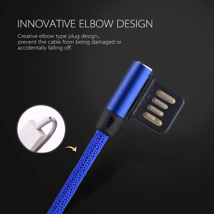 1m 2,4A Output USB-auf-8-Pin-Kabel, doppelt abgewinkeltes Design, Nylon-Geflecht, Daten-Synchronisation und Ladekabel, 8-Pin Dunkelblau, 8-Pin Blau, 8-Pin Rot, 8-Pin Schwarz, 8-Pin Kaffeebraun