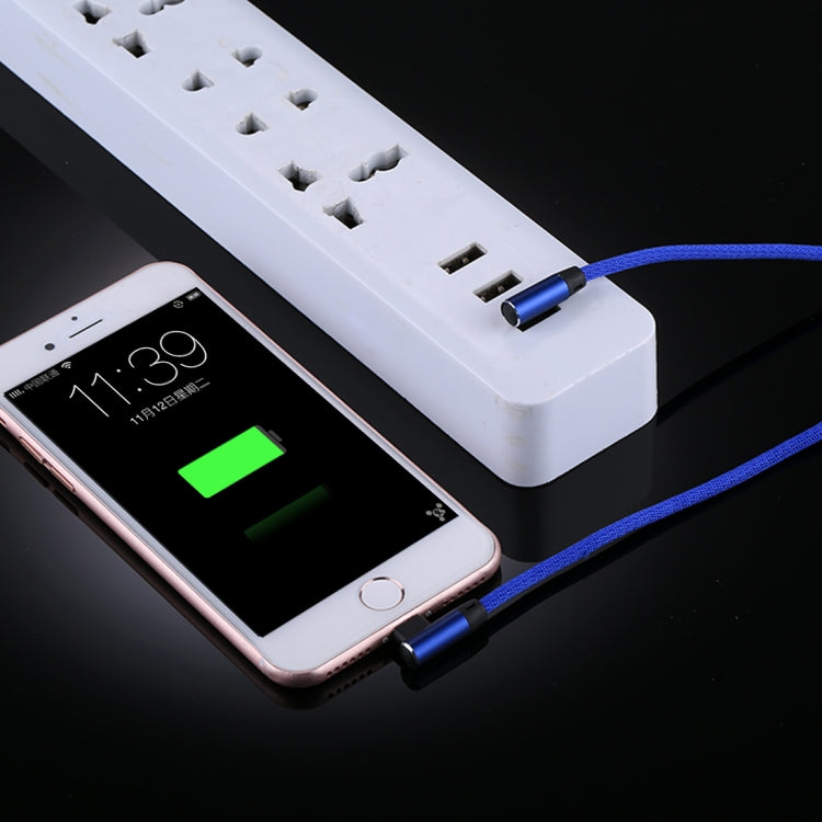 1m 2,4A Output USB-auf-8-Pin-Kabel, doppelt abgewinkeltes Design, Nylon-Geflecht, Daten-Synchronisation und Ladekabel, 8-Pin Dunkelblau, 8-Pin Blau, 8-Pin Rot, 8-Pin Schwarz, 8-Pin Kaffeebraun