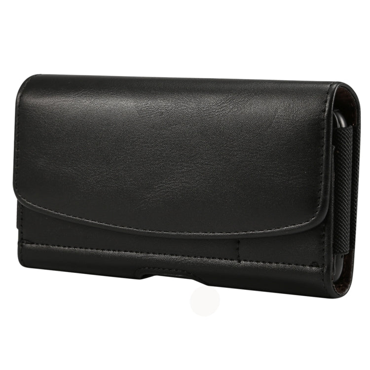 Lambskin Elastic Band Men 4.8 Inch Mobile Phone Universal Hanging Waist Leather Case with Card Slot