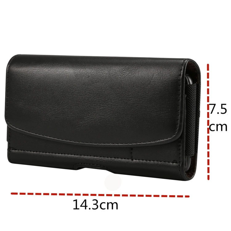 Lambskin Elastic Band Men 4.8 Inch Mobile Phone Universal Hanging Waist Leather Case with Card Slot