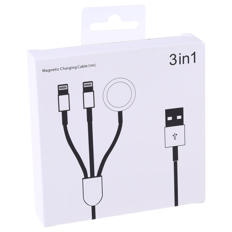 Multifunktionales 3-in-1-8-Pin-Magnetladekabel für iPhone / Apple Watch, Länge: 1m