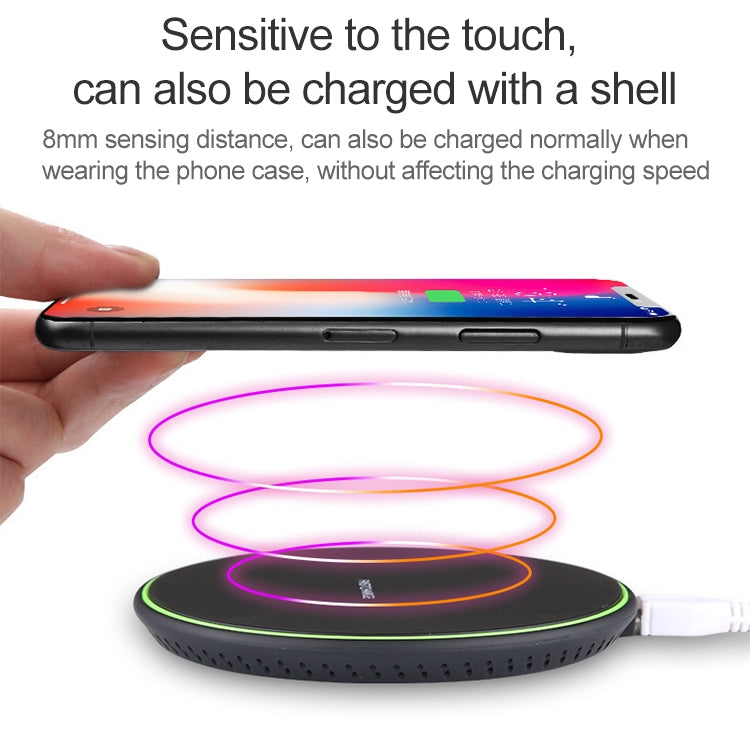 KD-1 Ultra-thin 10W Fast Charging Wireless Charger for Android Phones & iPhone, Fast Charging, Black