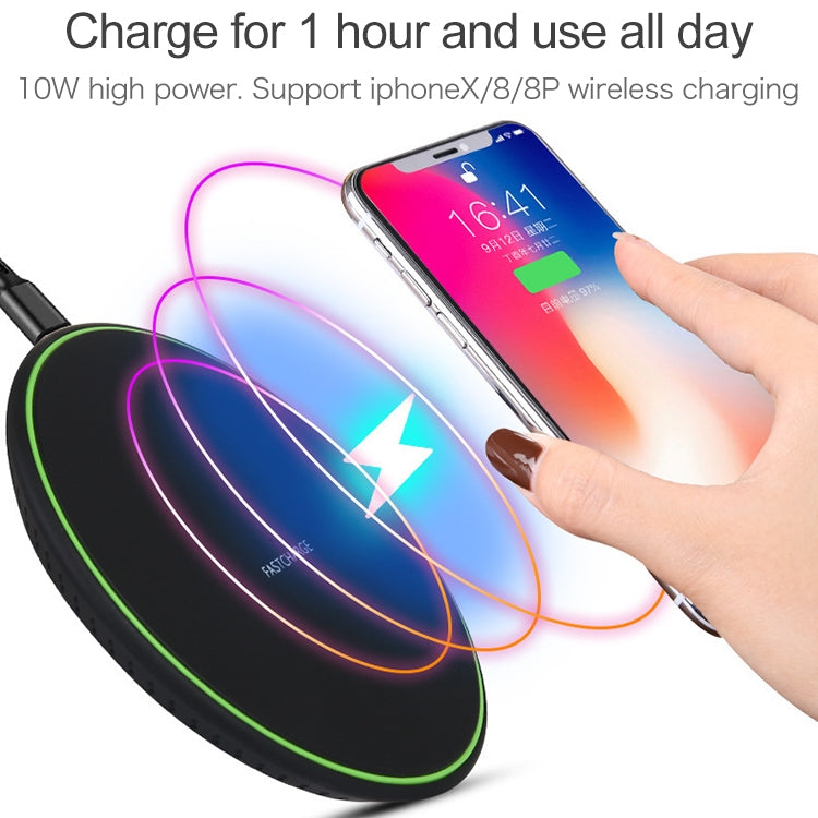 KD-1 Ultra-thin 10W Fast Charging Wireless Charger for Android Phones & iPhone, Fast Charging, Black