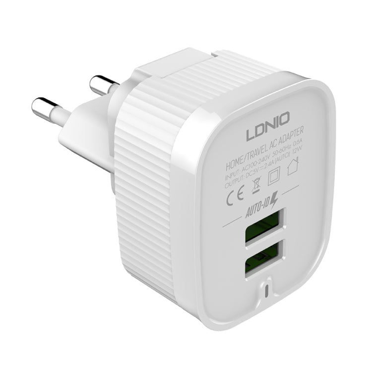 LDNIO A201 2.4A Dual USB Ladeadapter Reise-Direktlade-Handyadapter-Ladegerät mit Micro-USB-Datenkabel, Micro-USB