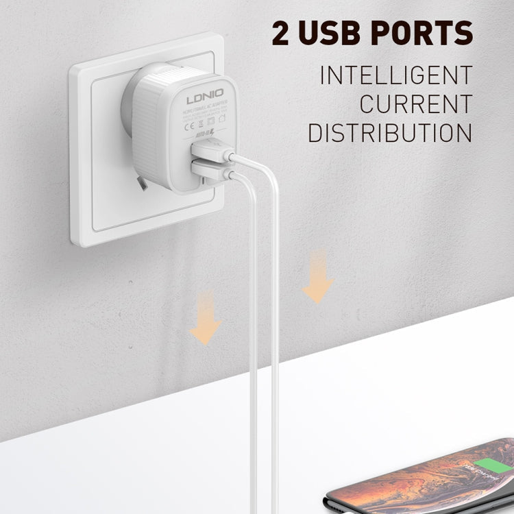 LDNIO A201 2.4A Dual USB Ladeadapter Reise-Direktlade-Handyadapter-Ladegerät mit Micro-USB-Datenkabel, Micro-USB