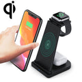 HQ-UD21 3-in-1 faltbare Multifunktions-Ladestation für Mobiltelefone, Uhren und kabelloses Laden von iPhones, Apple Watches & Airpods (Schwarz)