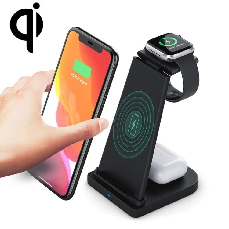 HQ-UD21 3-in-1 faltbare Multifunktions-Ladestation für Mobiltelefone, Uhren und kabelloses Laden von iPhones, Apple Watches & Airpods (Schwarz)