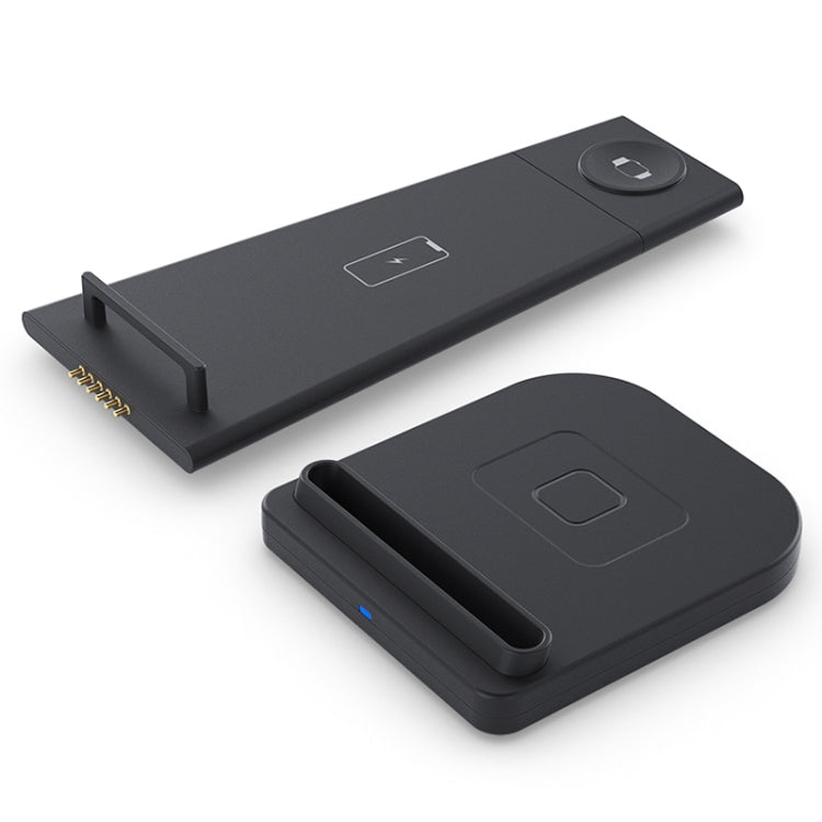 HQ-UD21 3-in-1 faltbare Multifunktions-Ladestation für Mobiltelefone, Uhren und kabelloses Laden von iPhones, Apple Watches & Airpods (Schwarz)