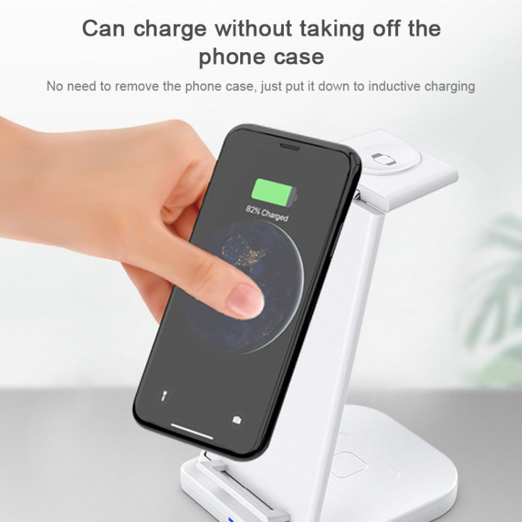 HQ-UD21 3-in-1 faltbare Multifunktions-Ladestation für Mobiltelefone, Uhren und kabelloses Laden von iPhones, Apple Watches & Airpods (Schwarz)