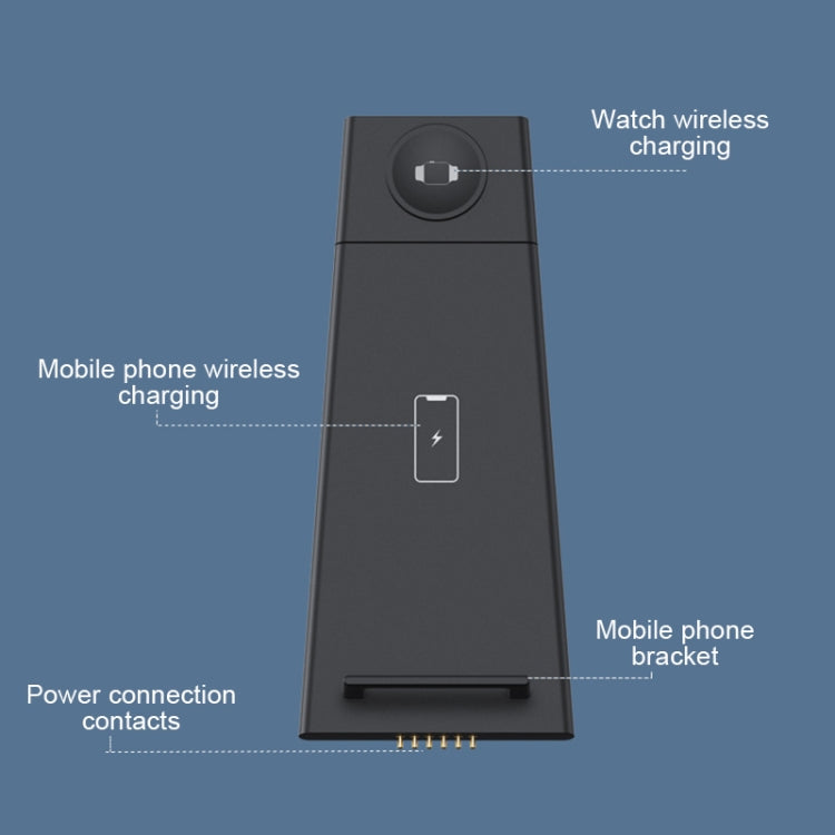 HQ-UD21 3-in-1 faltbare Multifunktions-Ladestation für Mobiltelefone, Uhren und kabelloses Laden von iPhones, Apple Watches & Airpods (Schwarz)