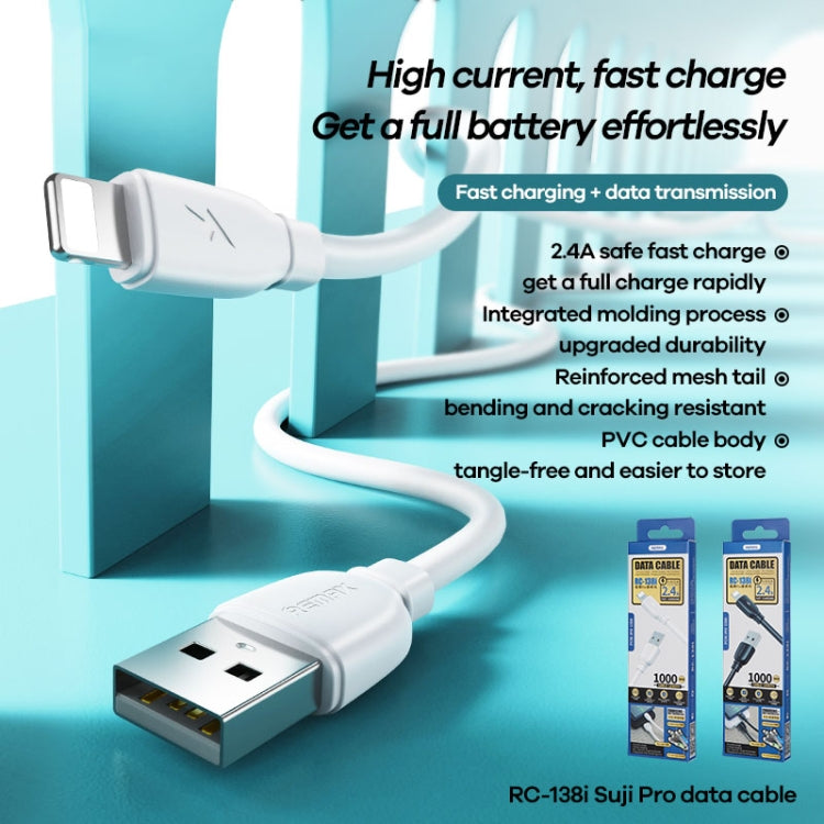 REMAX RC-138i 2.4A USB auf 8-Pin Suji Pro Schnelllade-Datenkabel, Kabellänge: 1m, 8-Pin