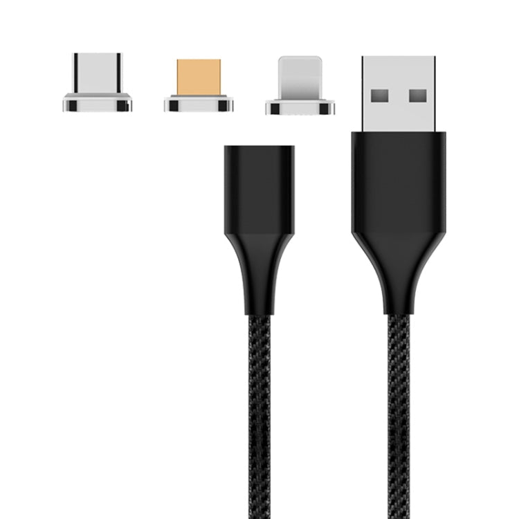 M11 3-in-1 3A USB-auf-8-Pin + Micro-USB + USB-C / Typ-C Nylon geflochtenes magnetisches Datenkabel, Kabellänge: 1m, 8 Pin + Micro USB + USB-C / Typ-C