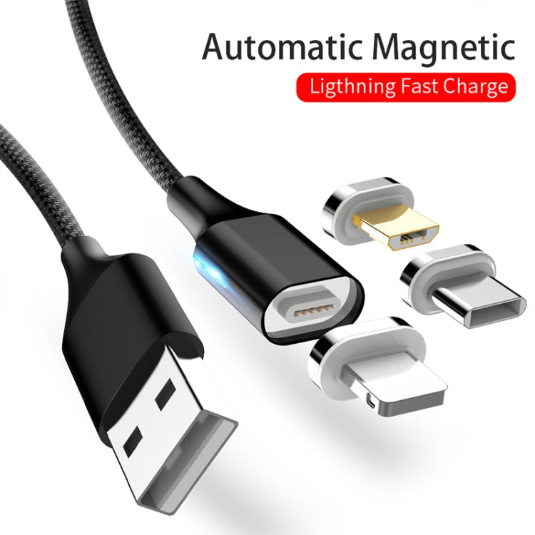 M11 3-in-1 3A USB-auf-8-Pin + Micro-USB + USB-C / Typ-C Nylon geflochtenes magnetisches Datenkabel, Kabellänge: 1m, 8 Pin + Micro USB + USB-C / Typ-C
