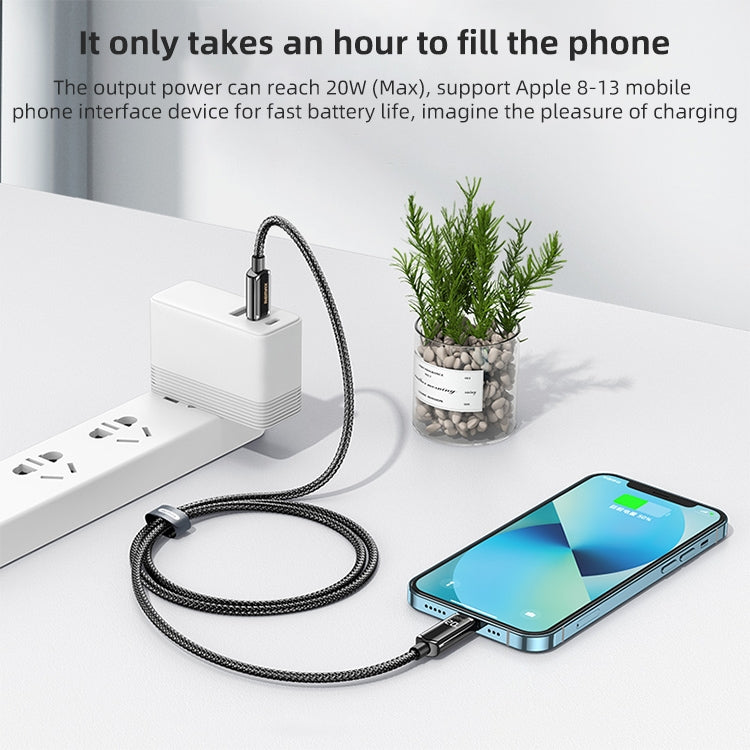 REMAX RC-128i 20W Typ-C / USB-C auf 8 Pin Intelligentes Digitaldisplay Zinklegierung Geflochtenes Lade-Datenkabel, Länge: 1,2m