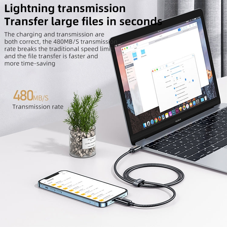 REMAX RC-128i 20W Typ-C / USB-C auf 8 Pin Intelligentes Digitaldisplay Zinklegierung Geflochtenes Lade-Datenkabel, Länge: 1,2m