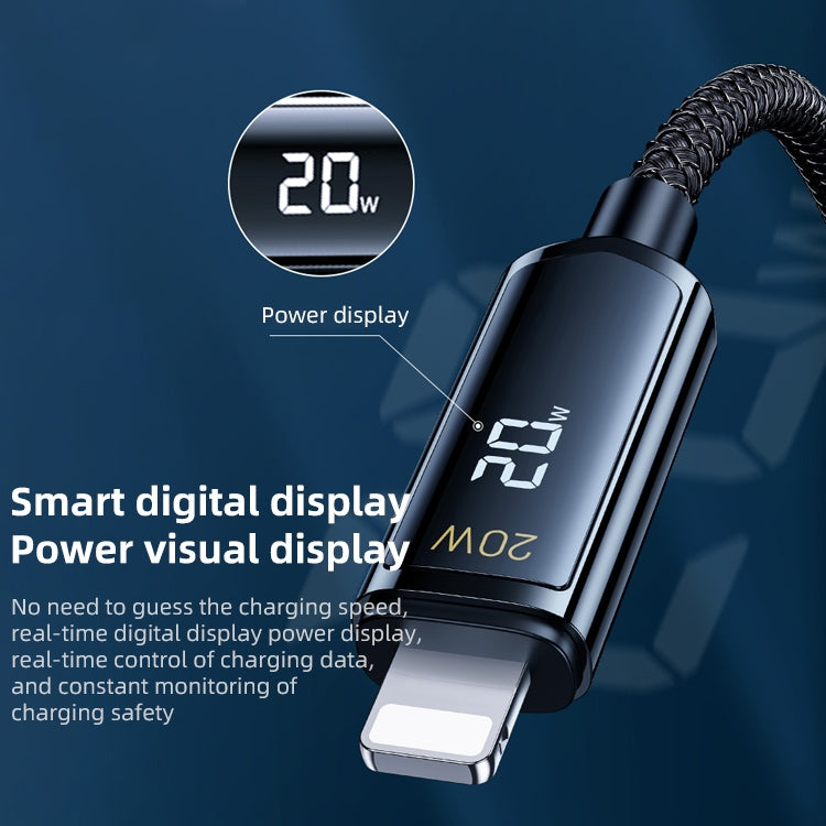 REMAX RC-128i 20W Typ-C / USB-C auf 8 Pin Intelligentes Digitaldisplay Zinklegierung Geflochtenes Lade-Datenkabel, Länge: 1,2m