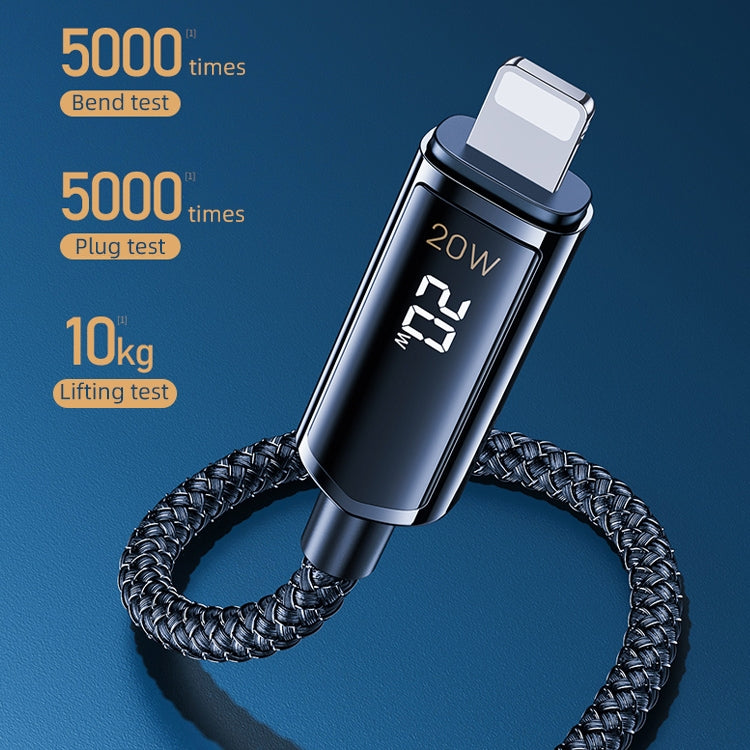 REMAX RC-128i 20W Typ-C / USB-C auf 8 Pin Intelligentes Digitaldisplay Zinklegierung Geflochtenes Lade-Datenkabel, Länge: 1,2m