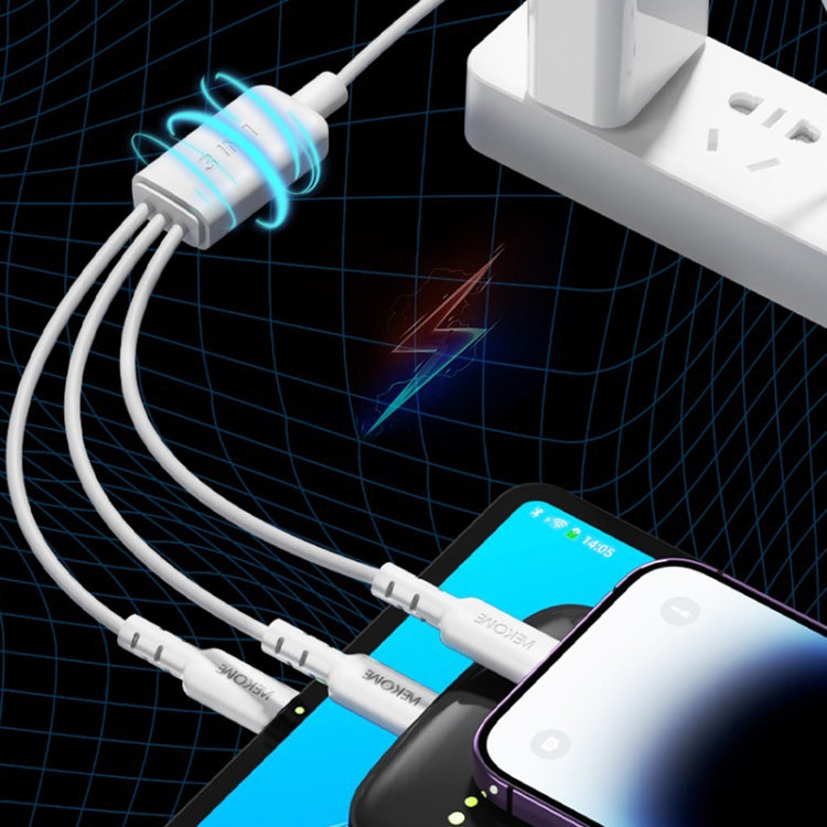 WEKOME WDC-02 Tidal Energy Series 3A USB to 8 Pin+Type-C+Micro USB 3 in 1 PVC Data Cable, Length: 1.2m (Black)