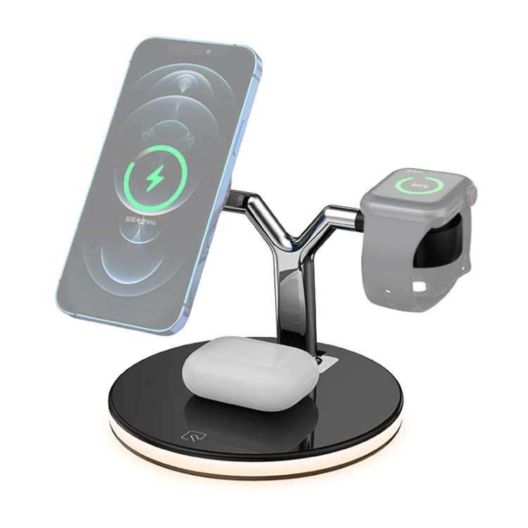 3-in-1 25W Multifunktions-Magnet-Wireless-Ladegerät für Mobiltelefone, Apple Watches und AirPods, mit farbigem LED-Licht