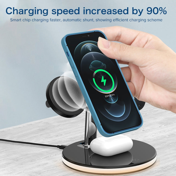 3-in-1 25W Multifunktions-Magnet-Wireless-Ladegerät für Mobiltelefone, Apple Watches und AirPods, mit farbigem LED-Licht