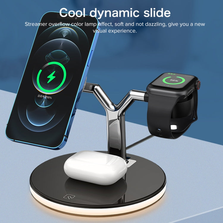 3-in-1 25W Multifunktions-Magnet-Wireless-Ladegerät für Mobiltelefone, Apple Watches und AirPods, mit farbigem LED-Licht