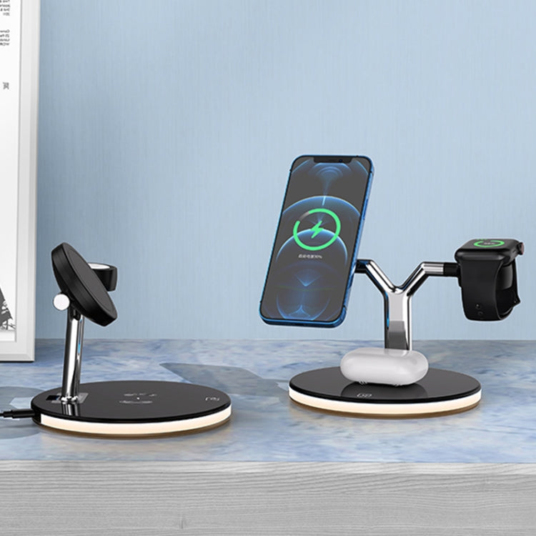 3-in-1 25W Multifunktions-Magnet-Wireless-Ladegerät für Mobiltelefone, Apple Watches und AirPods, mit farbigem LED-Licht