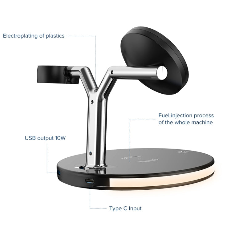 3-in-1 25W Multifunktions-Magnet-Wireless-Ladegerät für Mobiltelefone, Apple Watches und AirPods, mit farbigem LED-Licht