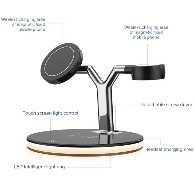3-in-1 25W Multifunktions-Magnet-Wireless-Ladegerät für Mobiltelefone, Apple Watches und AirPods, mit farbigem LED-Licht