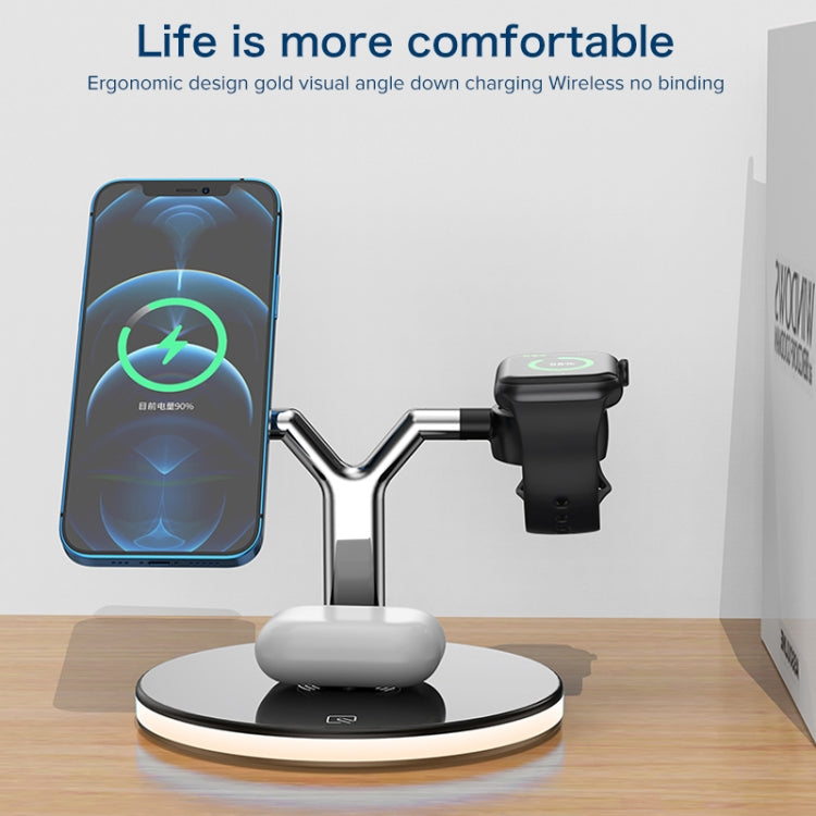 3-in-1 25W Multifunktions-Magnet-Wireless-Ladegerät für Mobiltelefone, Apple Watches und AirPods, mit farbigem LED-Licht