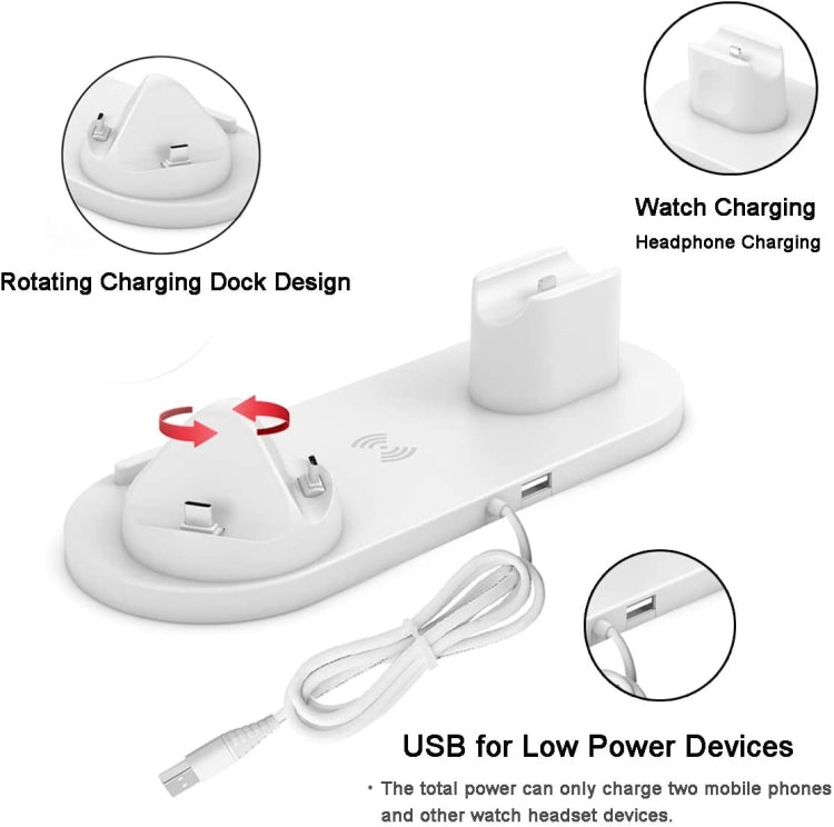 HQ-UD15-upgraded 6 in 1 Wireless Charger For iPhone, Apple Watch, AirPods and Other Android Phones(White)