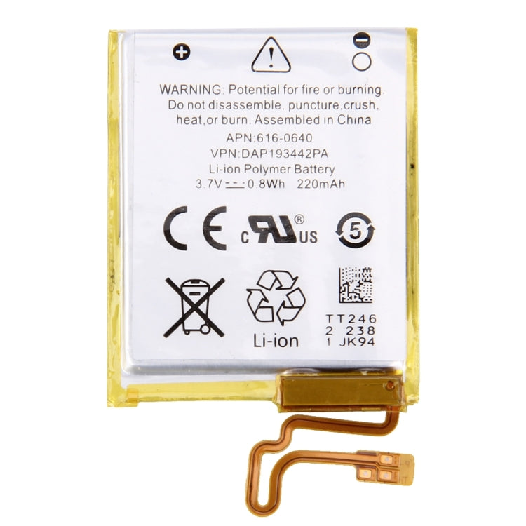 3.7V 220mAh Rechargeable Li-Polymer Battery for iPod nano 7th, For Apple iPod nano 7