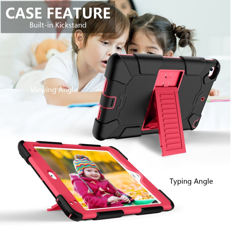 Shockproof Two-color Silicone Protection Shell for iPad Mini 2019 & 4, with Holder (Rose Red+Blue), IPRO0183A, IPRO0183B, IPRO0183C, IPRO0183D, IPRO0183E, IPRO0183F, IPRO0183G, IPRO0183H, IPRO0183I, IPRO0183J, IPRO0183K