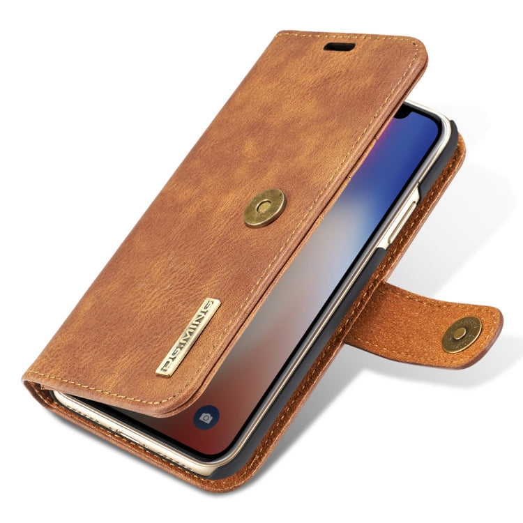 Für iPhone X / XS DG.MING Crazy Horse Textur Horizontal klappbare abnehmbare magnetische Schutzhülle mit Halter & Kartenfächern & Geldbörse, iPhone X, Für X, iPhone X